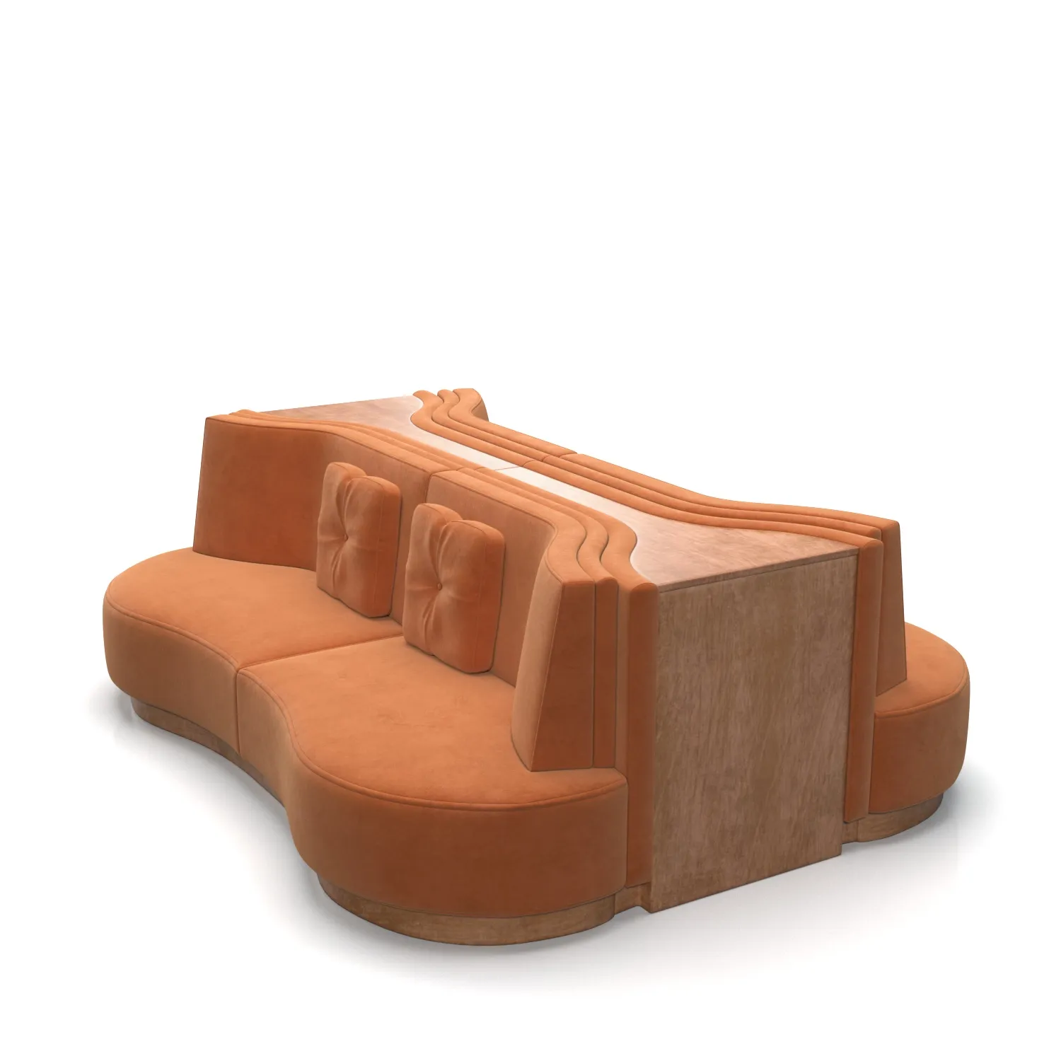 Mid Century Banquette Booth PBR 3D Model_06